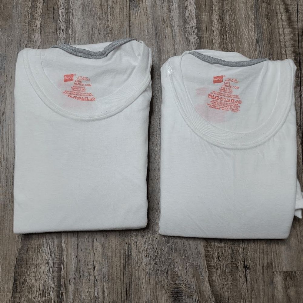 Hanes Boys 4 Pack Crew Neck T-Shirt White Large NEW